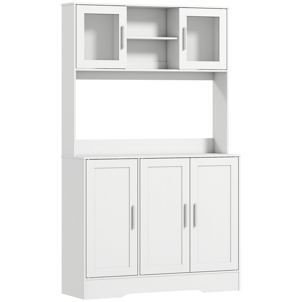 HOMCOM Küchenschrank, Skandinavisches Design, 4 Schränke, verstellbare Regale, Glastüren, offene Fläche
