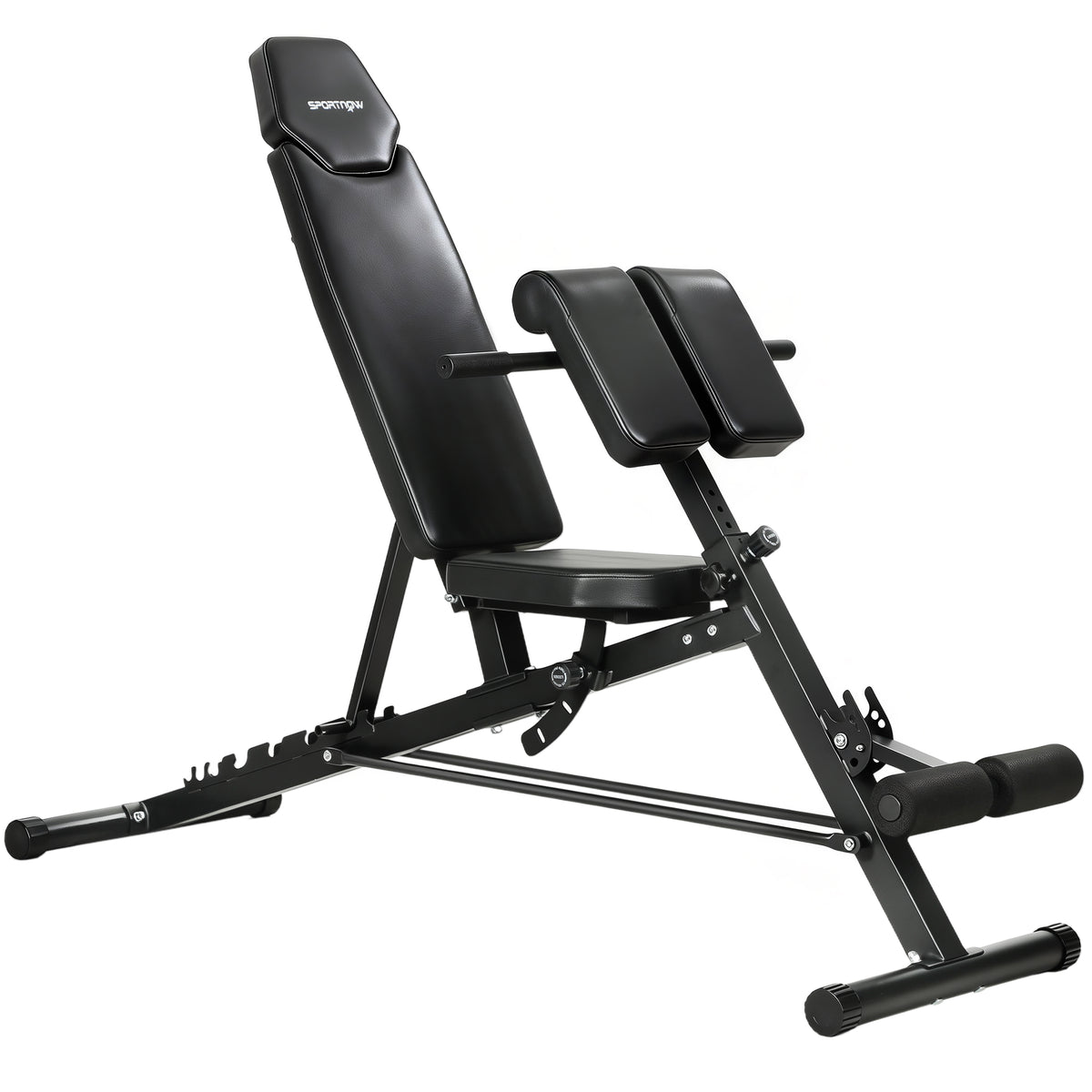 Multifunctional weight bench, adjustable incline and flat bench with 6-level backrest, 3-level seat, black