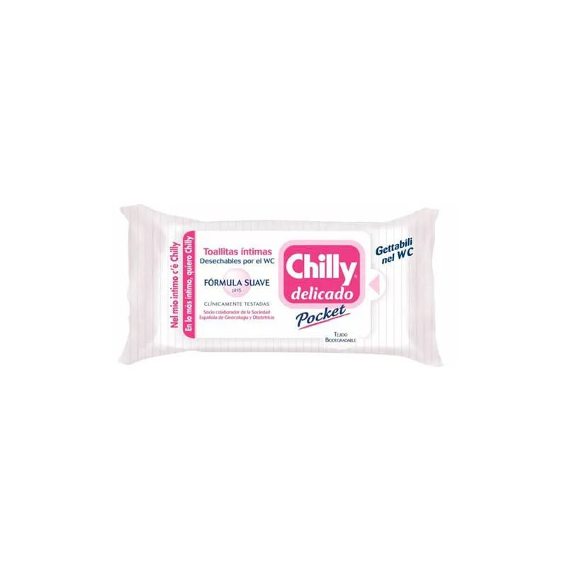 Chilly Delicado Pocket Intimate Wipes Gentle Formula 12 Units