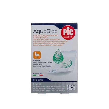 Aqua Bloc Waterproof Dressings with Antibacterial Pad 5 X 7 cm 5 Units Pic Solution