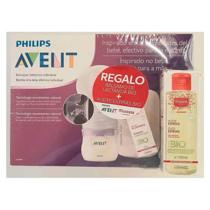 Avent Comfort Elektrische Milchpumpe +Gratisgeschenk Mustela Bio-Stillbalsam 10ml +Mustela Anti-Stretch Mark