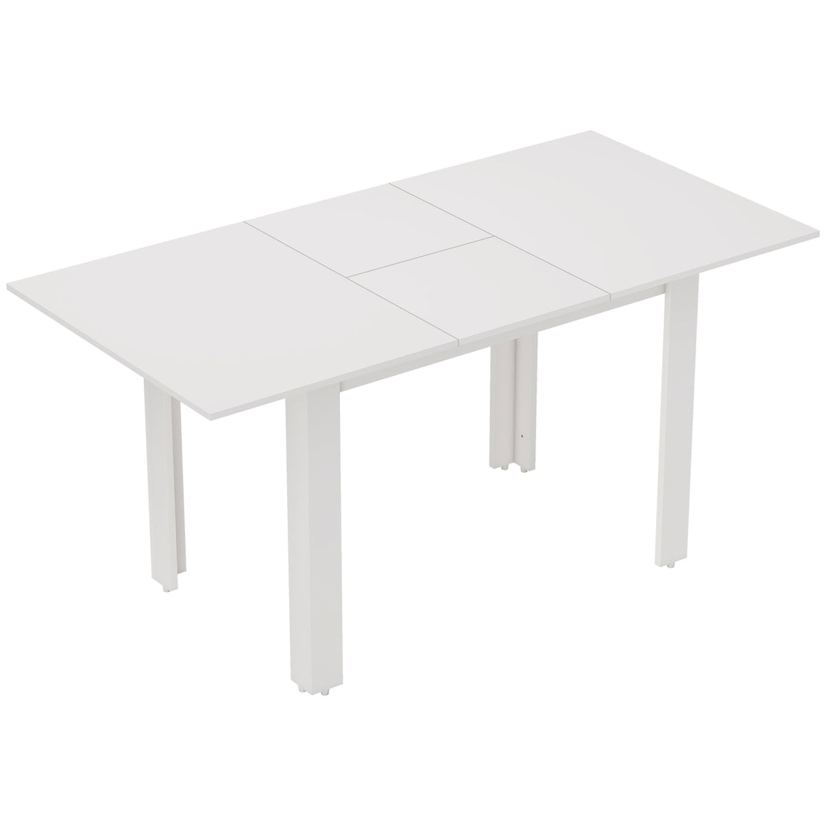 HOMCOM Ausziehbarer Esstisch, 120-160 x 70 cm, verstellbarer Küchentisch für 4-6 Personen, MDF, Hochglanzweiß