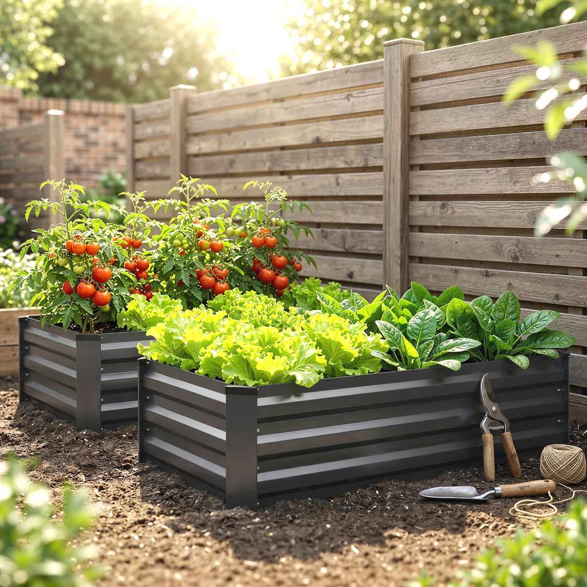 Raised garden bed, herb garden, weather-resistant, open base, 100 x 60 x 30 cm, dark gray (2)