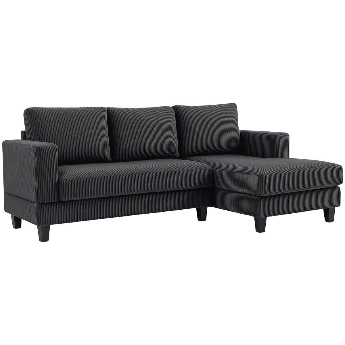 HOMCOM Ecksofa, L-förmiges 3-Sitzer-Sofa mit Chaiselongue, Holzkonstruktion, 8 Beine, Cordstoff