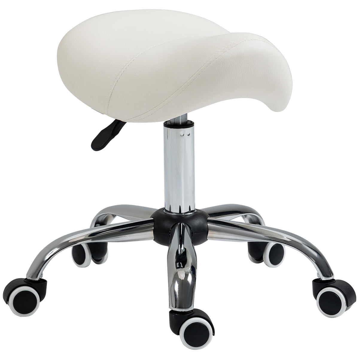 Height-adjustable rolling stool, swivel stool 49-61 cm, rotating work stool, saddle stool for office, salon