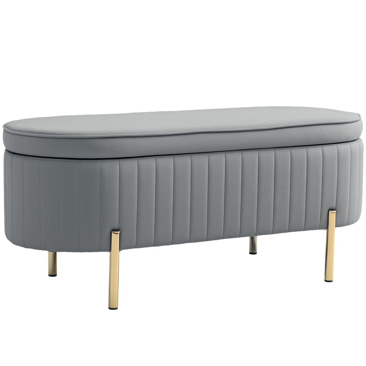 HOMCOM Sitzbank mit Klappdeckel und Stauraum, Stoffbezug, Holz, Metall, Grau+Goldfarben