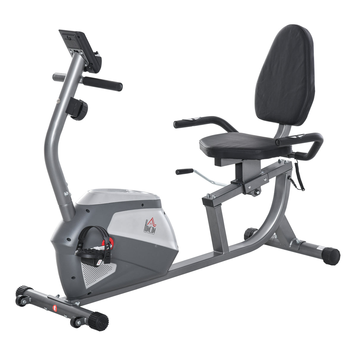 HOMCOM Liegeergometer mit LCD-Anzeige 8 stufig einstellbarem Magnetwiderstand Liegefahrrad Heimtrainer mit