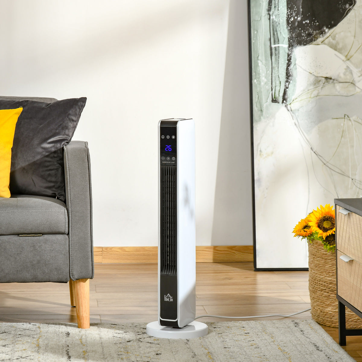 HOMCOM Heizgerät Heizlüfter 2200W Elektroheizer Keramik Heizturm mit Fernbedienung 8-Stunden-Timer – Produktabbildung 2