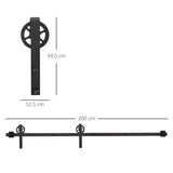 HOMCOM Gleitschienen-Bausatz für Schiebetür, rustikales Design, Karbonstahl, 200x4x0,6 cm, bis 90 kg – Produktabbildung 3