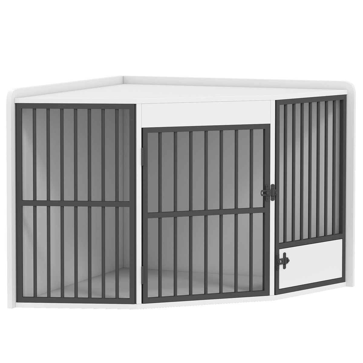 PawHut Hundebox, Aufenthaltsbox für kleine und mittelgroße Hunde, Haustierbox, Fütterungstür, MDF, Metall