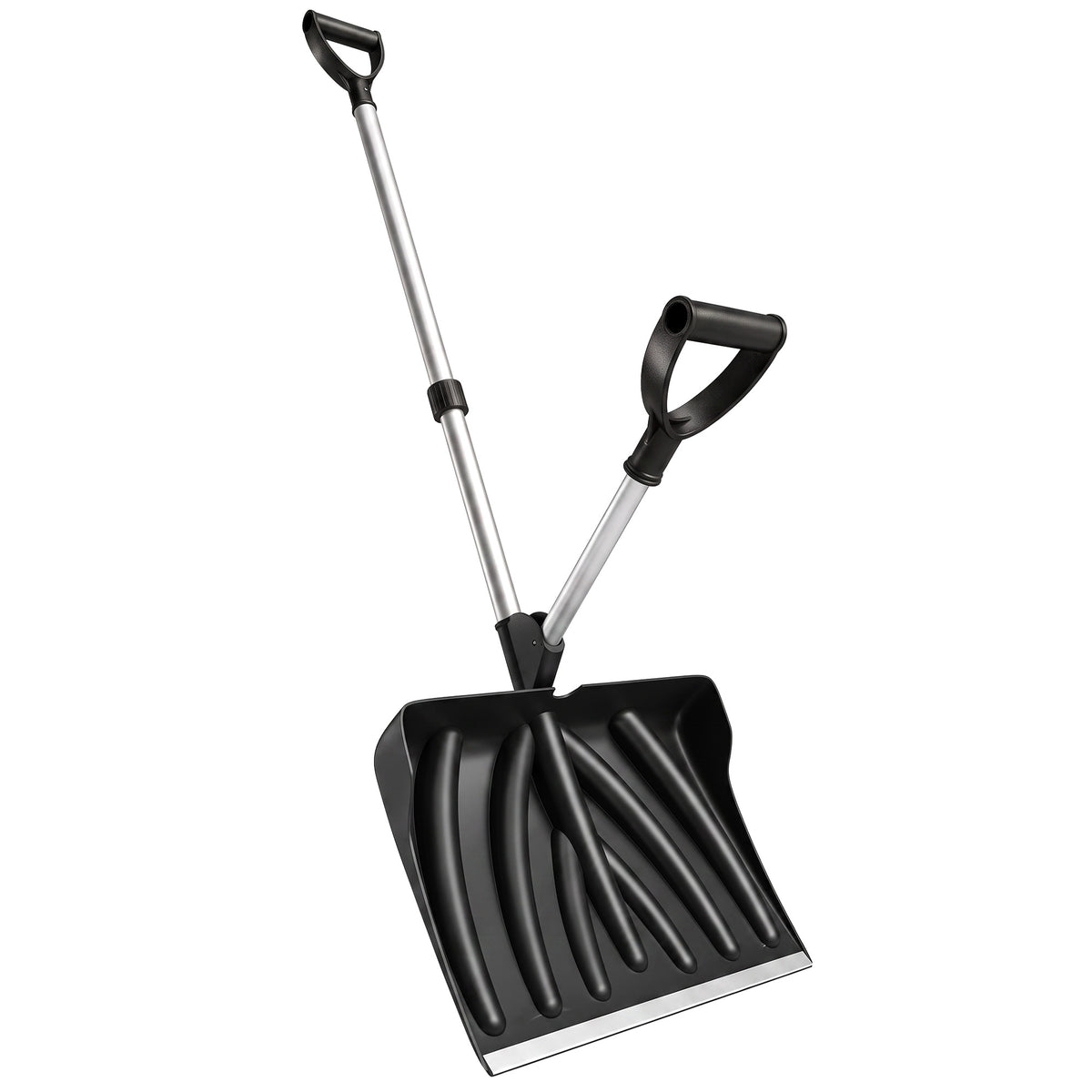 Outsunny Schneeschieber 45 cm breit Kusnstoff Schneeschaufel mit Ergonomischer Zusatzgriff, Schneeräumer mit