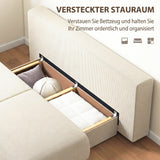 HOMCOM Schlafsofa mit verstellbarer Rückenlehne, Bettfunktion, verstecktem Stauraum und Cordbezug, Beige – Produktabbildung 5