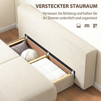 HOMCOM Schlafsofa mit verstellbarer Rückenlehne, Bettfunktion, verstecktem Stauraum und Cordbezug, Beige – Produktabbildung 5