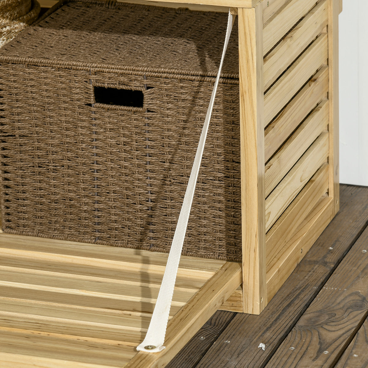 Outsunny Aufbewahrungsbox mit Spalier, 4 Hängeregale, Magnettür, Massivholz, Natur, 80 x 45 x 160 cm – Produktabbildung 9