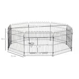 Welpenlaufstall 8-TLG Welpenauslauf mit 8 Gitterplatten Tür Schutzplane Freilaufgehege 61cm hoch – Produktabbildung 3