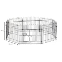 Welpenlaufstall 8-TLG Welpenauslauf mit 8 Gitterplatten Tür Schutzplane Freilaufgehege 61cm hoch – Produktabbildung 3