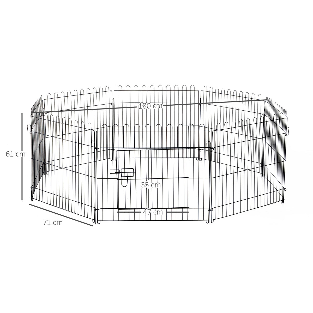 Welpenlaufstall 8-TLG Welpenauslauf mit 8 Gitterplatten Tür Schutzplane Freilaufgehege 61cm hoch – Produktabbildung 3