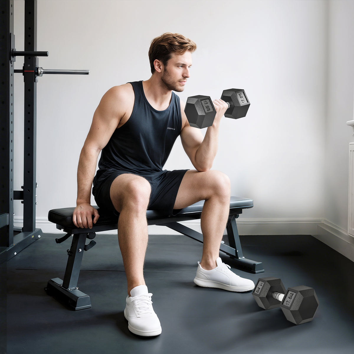 HOMCOM Kurzhantel, 35 kg Hantel, Hantel, Gewicht, Anti-Rutsch-Griff, Schwarz + Silber – Produktabbildung 2