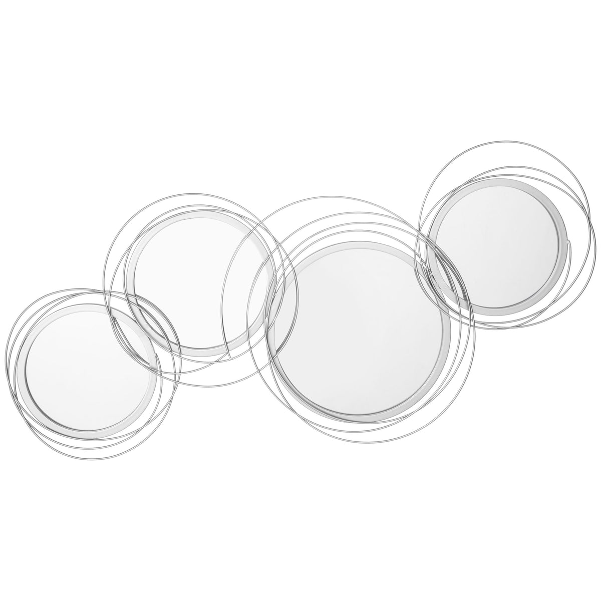 Mirror set for wall decoration, wall decor with 4 round mirrors, wall mirror, hallway mirror, 107 x 4 x 56 cm