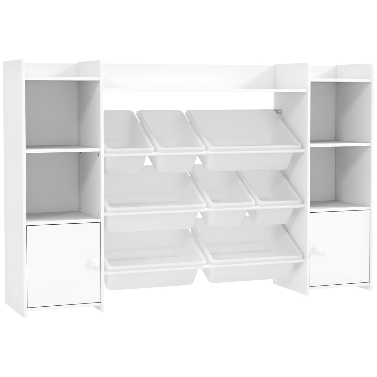 Children's storage shelf, shelf for toys and books, for organized tidying, 8 removable boxes, white