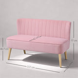 HOMCOM Sofa 2-Sitzer Stoffsofa Couch Polstersofa Loungesofa breit Rosa – Produktabbildung 3