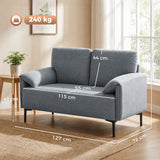 HOMCOM 2-Sitzer-Sofa, dicke Kissen, samtiger Bezug, Polstersofa, Schwarz – Produktabbildung 3