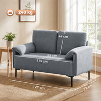 HOMCOM 2-Sitzer-Sofa, dicke Kissen, samtiger Bezug, Polstersofa, Schwarz – Produktabbildung 3
