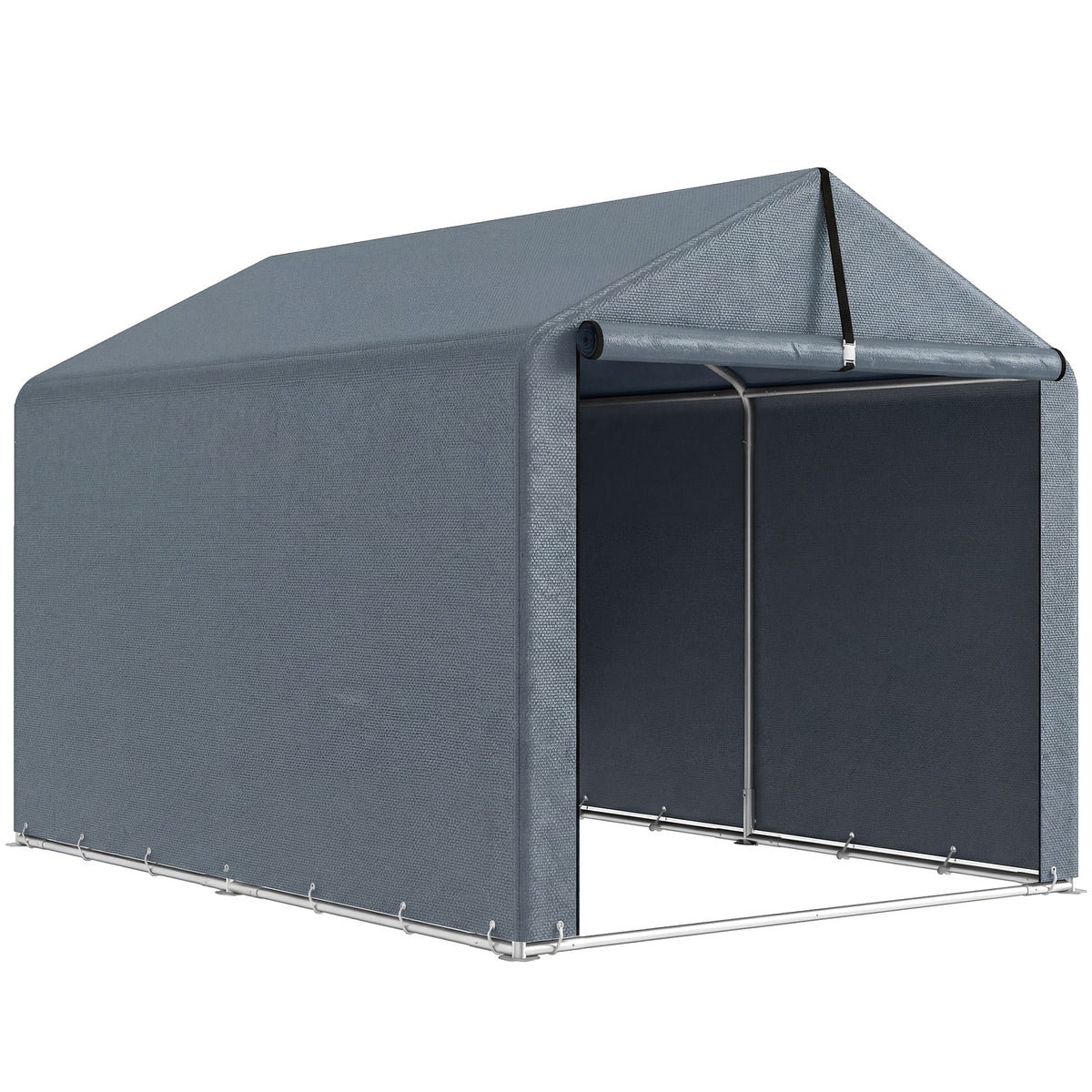 Garage tent 2.2 x 1.6 m waterproof equipment tent with roll-up door, gable roof, steel frame, UV-resistant, dark