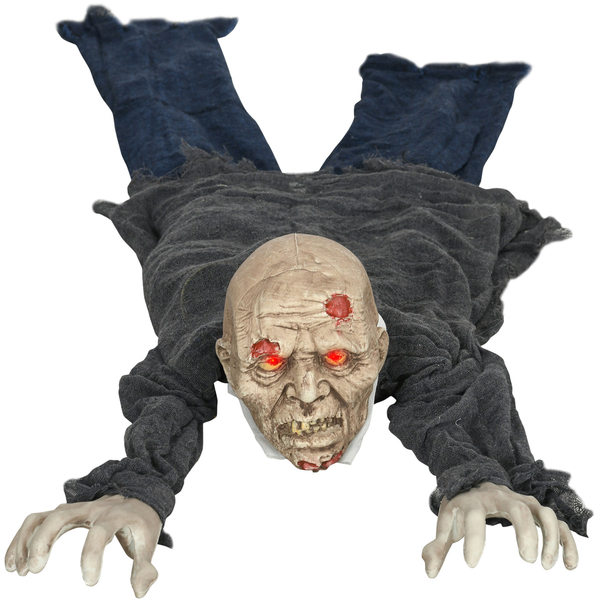 HOMCOM Halloween-Dekoration Zombie, LED-Augen, heult und kriecht, Geräusch- & Bewegungssensor