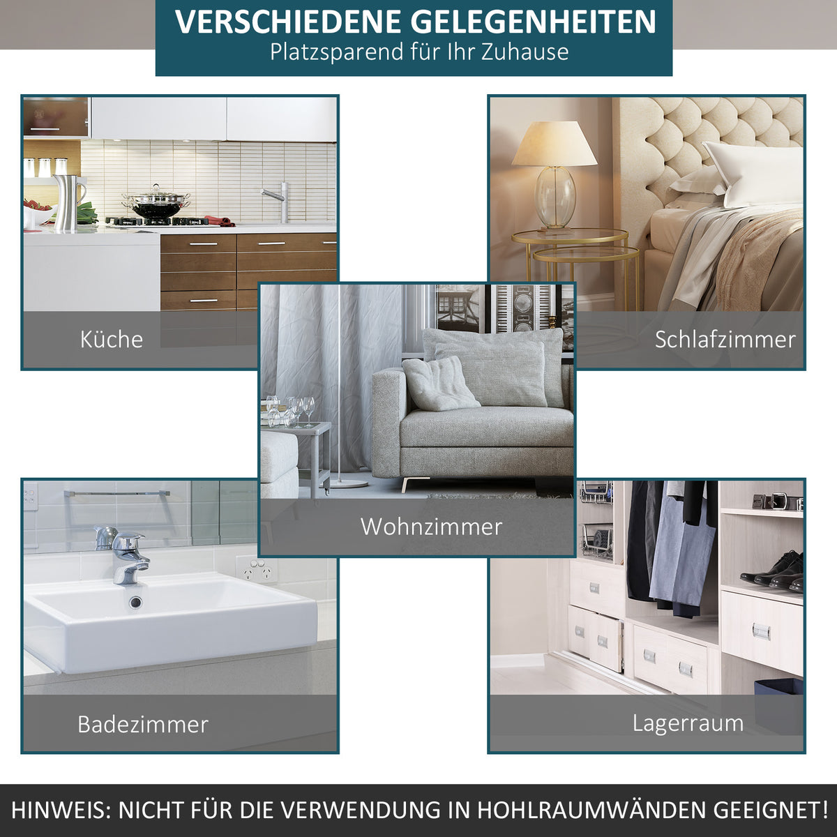 HOMCOM Schiebetür-Kit, rustikales Design, Kohlenstoffstahl, trägt bis zu 100 kg pro Paneel – Produktabbildung 4