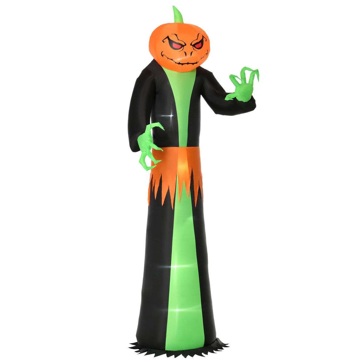 HOMCOM Halloweengeist mit LED-Lichtern, selbstaufblasend, inkl. Gebläse, 100 cm x 96 cm x 270 cm, Grün + Gelb