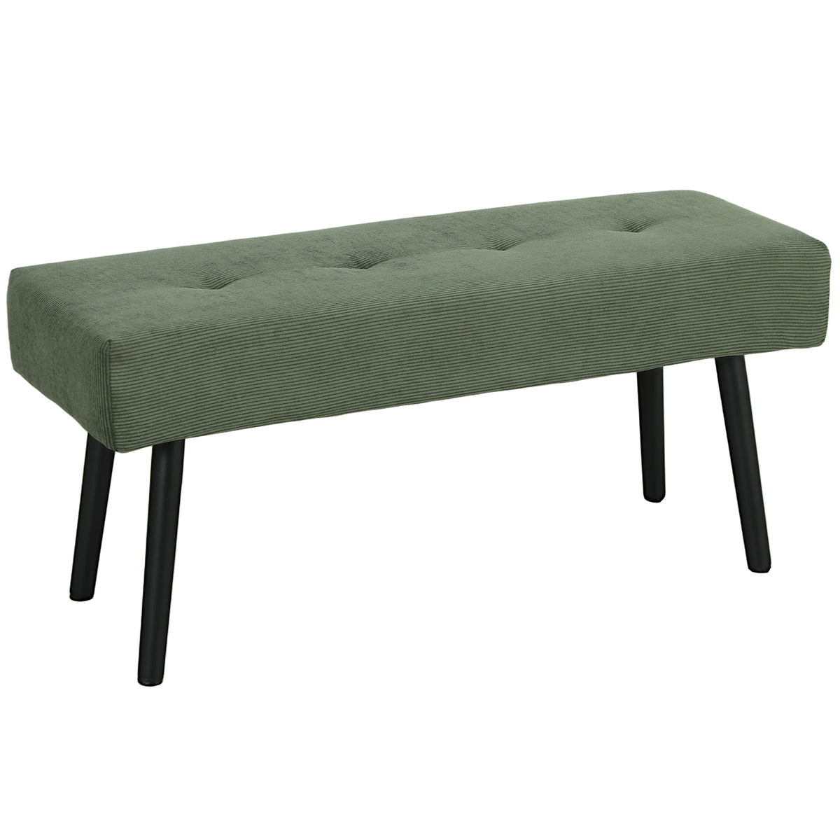 HOMCOM Sitzbank Polsterbank mit Cordbezug, Bettbank mit Metallbeine, Schuhbank 100 x 36 x 45 cm Grün