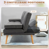 HOMCOM Schlafsofa im Skandi-Design, 3-Sitzer-Sofa, 2 Kissen, Grau + Natur – Produktabbildung 5