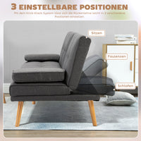 HOMCOM Schlafsofa im Skandi-Design, 3-Sitzer-Sofa, 2 Kissen, Grau + Natur – Produktabbildung 5
