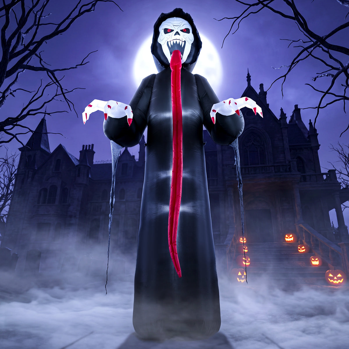 Outsunny Aufblasbares Halloween-Skelett, 310 cm, mit integrierten LED-Lichtern, gruselige Deko für – Produktabbildung 2