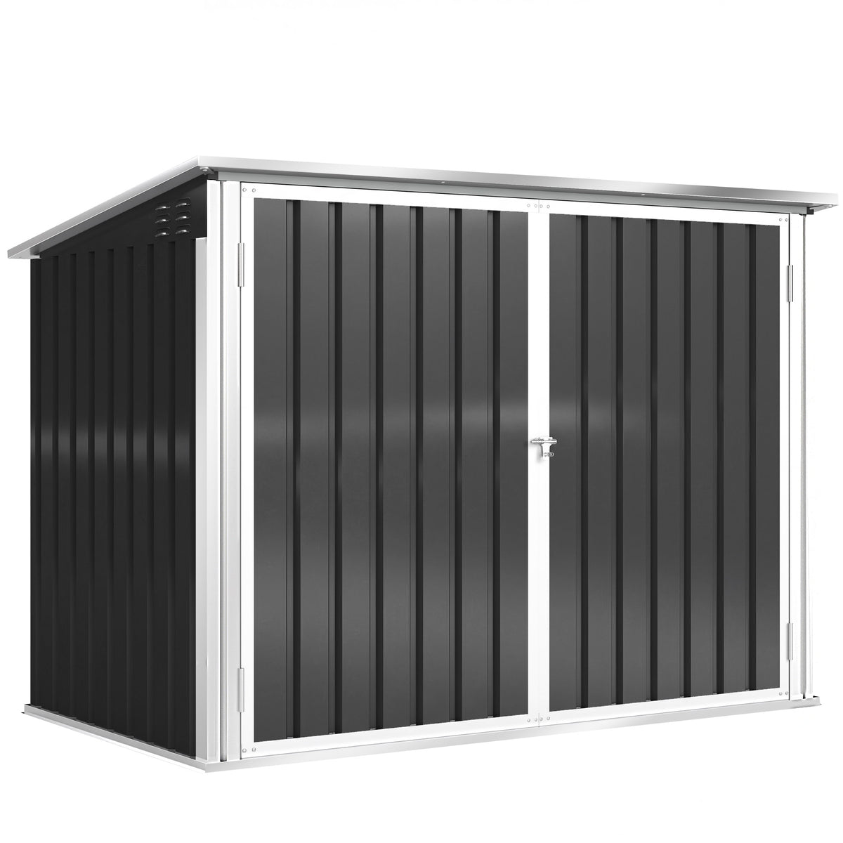 Outsunny Mülltonnenbox für 2 Mülltonnen aus verzinktem Stahl Müllbox mit Klappdeckel Gasdruckfeder Doppeltür