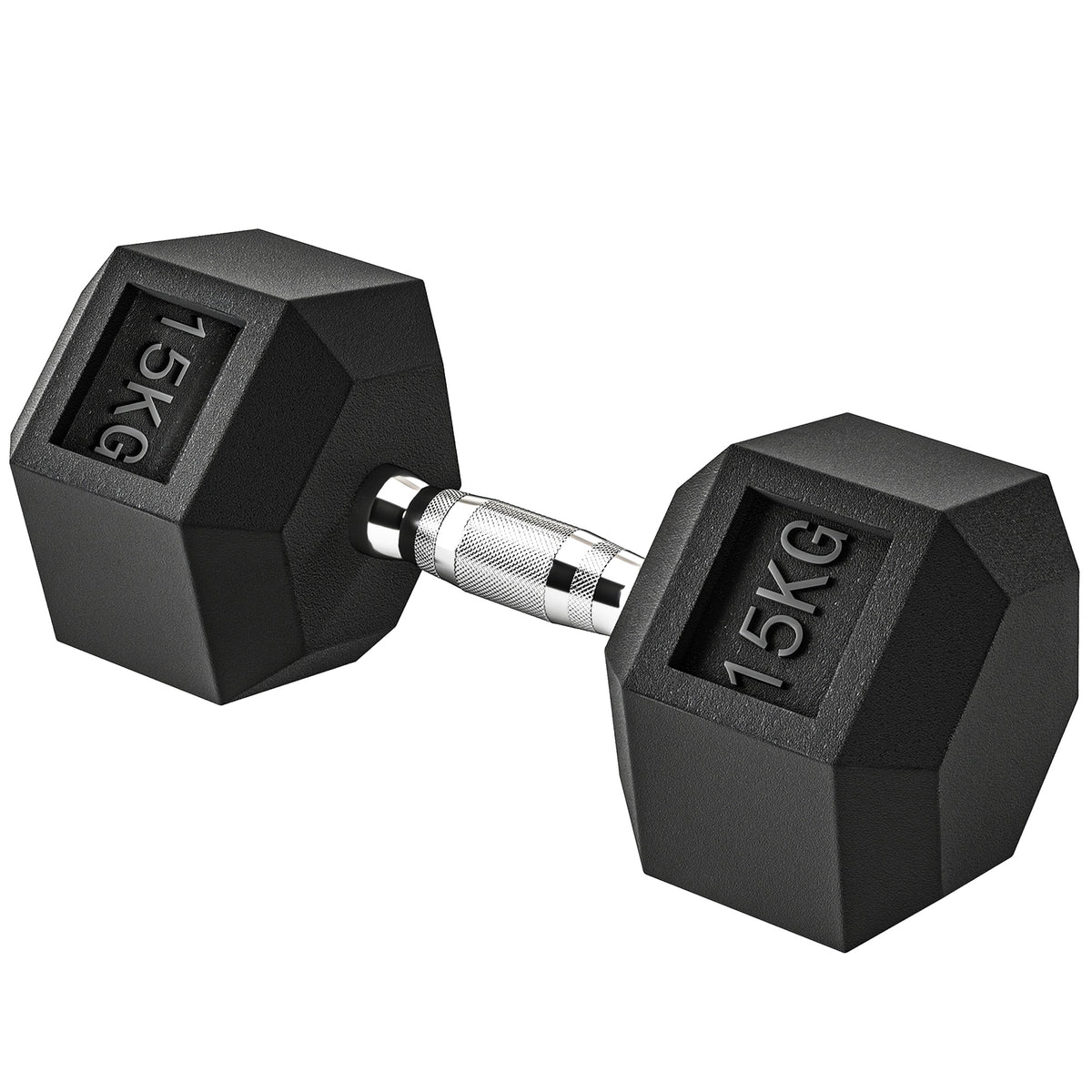 Buynova 15kg Kurzhantel aus Gusseisen mit gerändeltem Griff für Krafttraining
