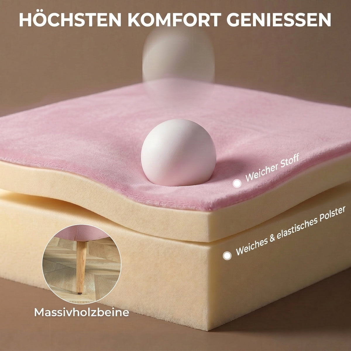 HOMCOM Sofa 2-Sitzer Stoffsofa Couch Polstersofa Loungesofa breit Rosa – Produktabbildung 5