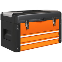HOMCOM Werkzeugkiste leer, 49,7 x 25,3 x 28,9 cm Werkzeugkasten mit Schublade, Mini-Box Stahl Orange