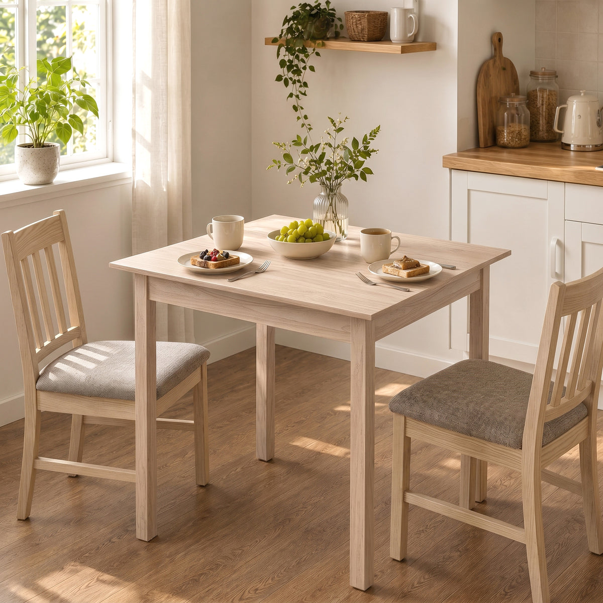 HOMCOM Küchentisch Esstisch Quadratischer Tisch, modernes Design, 75 cm x 75 cm x 76 cm, Naturholz – Produktabbildung 2