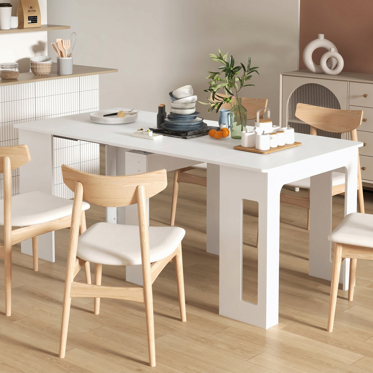 HOMCOM Esstisch, Klapptisch, ausziehbarer Küchentisch, Esszimmertisch, Spanplatten, 60-180 x 85 x 75 cm – Produktabbildung 2