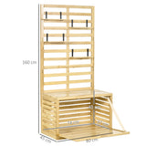 Outsunny Aufbewahrungsbox mit Spalier, 4 Hängeregale, Magnettür, Massivholz, Natur, 80 x 45 x 160 cm – Produktabbildung 3