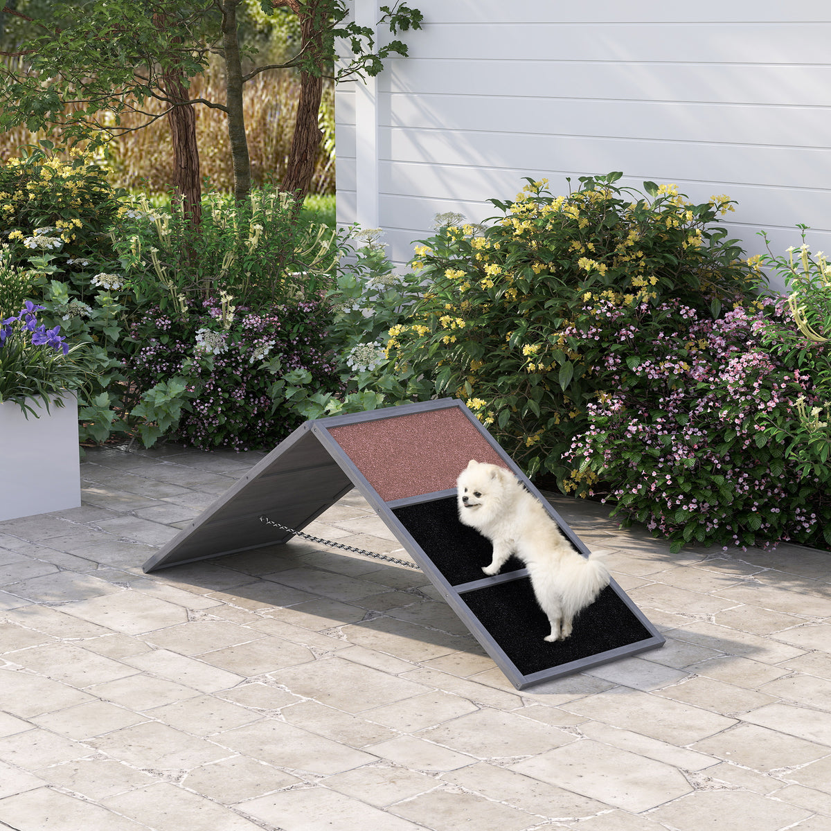 PawHut Hundesport-Rampe, Hundesportgerät, A-förmiges Gestell, rutschfeste Oberfläche, 173 x 59 x 66 cm – Produktabbildung 2