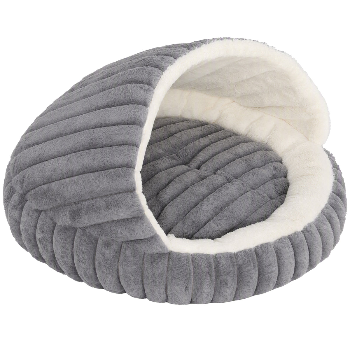 Plush Cat Bed Cat Cave with Removable Cushion, Non-Slip Bottom, Washable Cat Basket, for Cats up to 5 kg, Grey