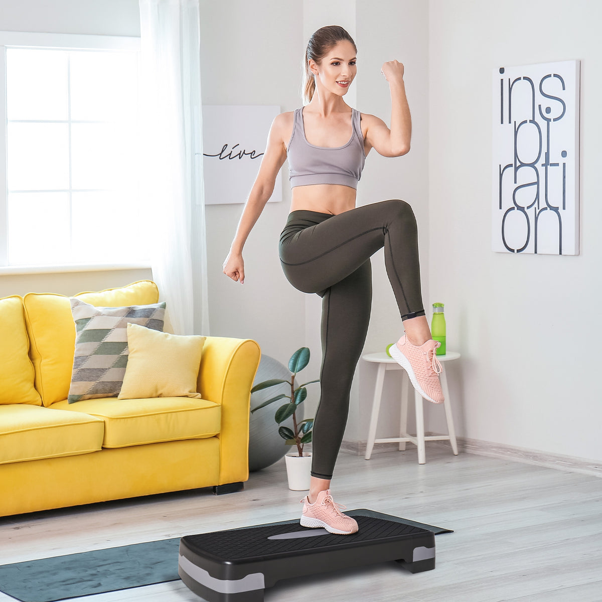HOMCOM Steppbrett Aerobic Stepper 2-Stufig Höhenverstellbar 10-15cm, Rutschfest Fitness Stepper, Mini – Produktabbildung 2