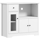 HOMCOM Küchenschrank mit Kabelloch, Kommode mit 2 Schränken, offenes Fach, Schublade, 80 x 35 x 72,2 cm