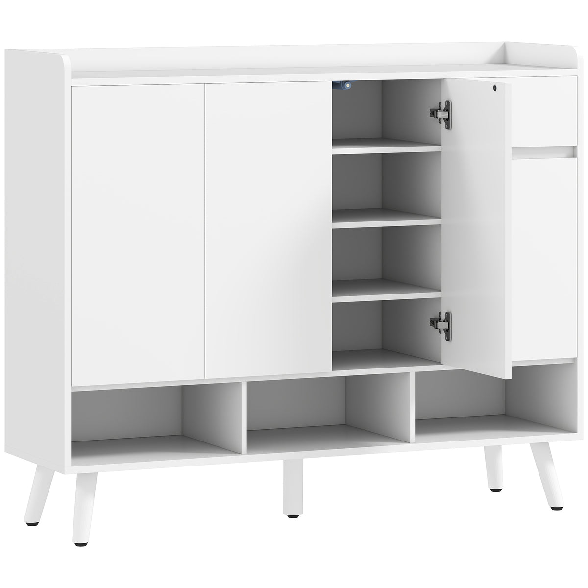 HOMCOM Schuhschrank mit grifflosem Design, 4 Türen, 4 verstellbare Regale, freistehendes Schuhregal mit 5