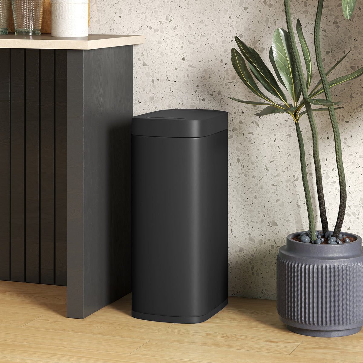 HOMCOM 50L Sensor-Mülleimer, berührungslos Küchenmülleimer mit Bewegungssensor, fingerabdruckresistent – Produktabbildung 2