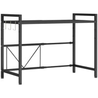HOMCOM Mikrowellenregal, 3 Haken, ausziehbar, Metall, 40 cm hoch, Schwarz