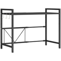 HOMCOM Mikrowellenregal, 3 Haken, ausziehbar, Metall, 40 cm hoch, Schwarz